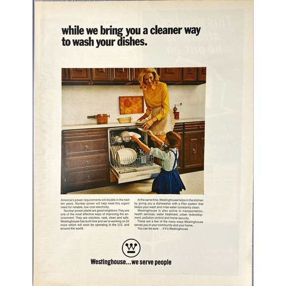 Westinghouse Dishwasher "We Serve People" Vintage Print Ad 1970 - Picture 1 of 3